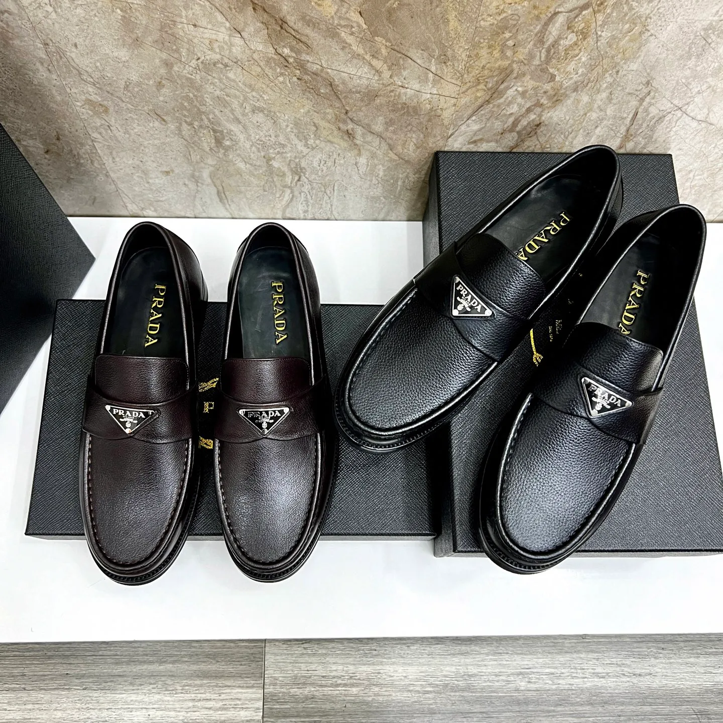 PRADA~ Size: 38-44 (customized 45/46 P: 💰880 P's original official website new high-end men's leather shoes, top-quality original replicas, made of imported open edge beads/calf leather, calf leather breathable lining, original leather outsole!